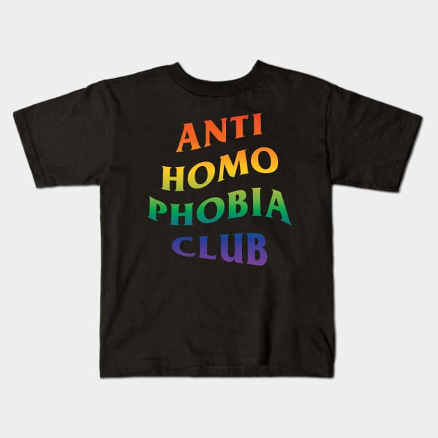 Anti Homophobia Club - LGBT Pride Rainbow Flag Kids T-Shirt by notalizard